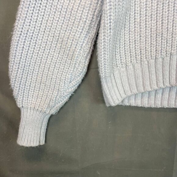 H&M Chunky Knit Sweater Women’s Size S Light Blue Long Sleeve Ribbed Pullover - Picture 5 of 9